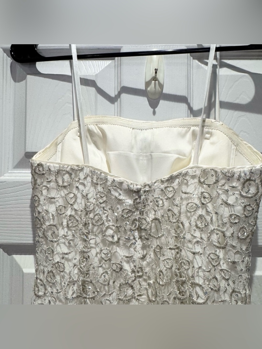Aidan Mattox Ivory Strapless Lace Sequin Bodice Tulle Trumpet Gown Dress Size 2 - Picture 7 of 12